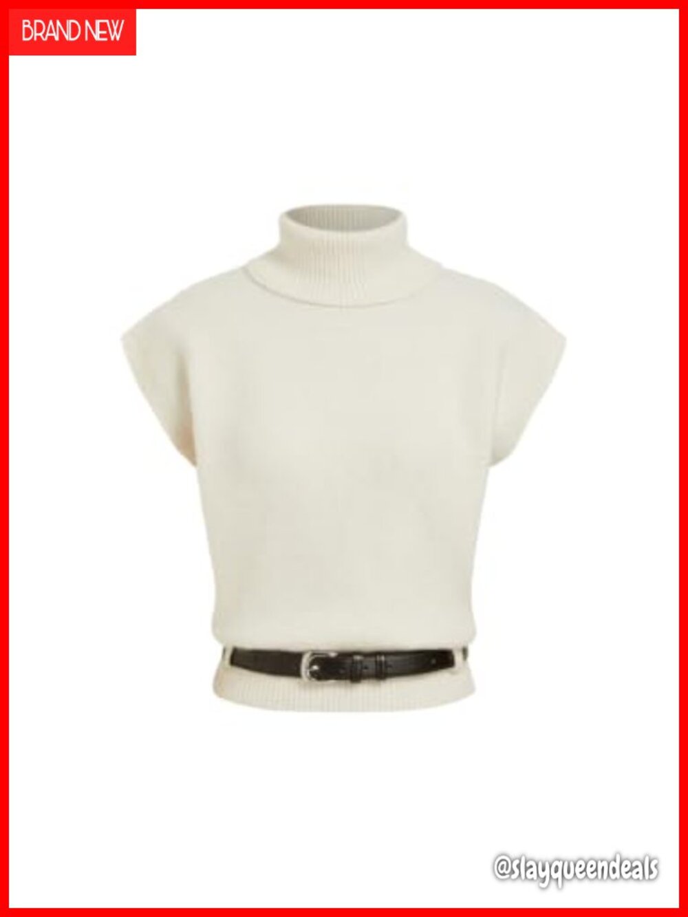 Fuzzy Turtleneck Sweater Vest Sleeveless Knit Pullover Top